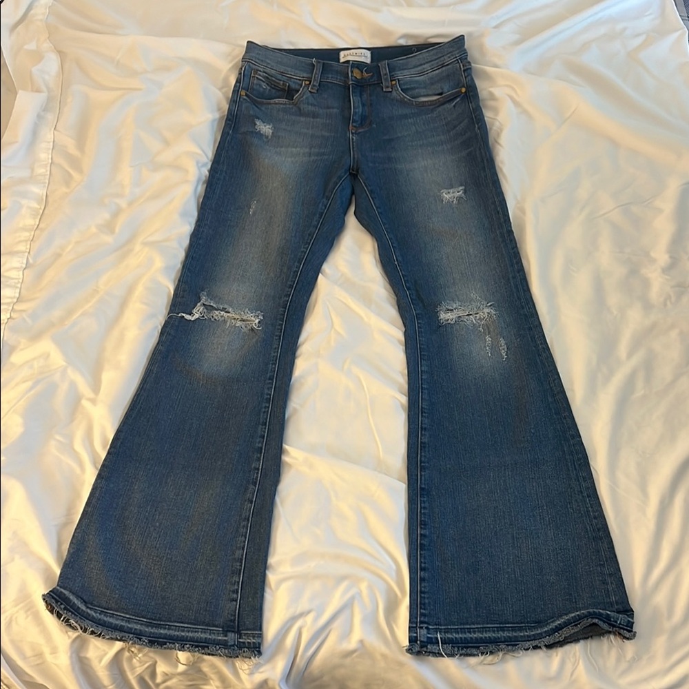 Vintage Blue Flare Jeans with Raw Hem